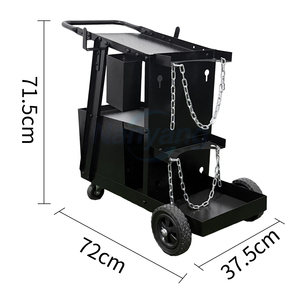 3 Tiers Steel Welding Machine <b>Trolley</b> Cart 2 Drawers 2 Zinc Chains Universal Rolling MIG Welder Cart 6 Inch Wheels - Product Image 2