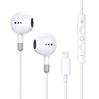 Headset MIC + VOLUME Plug & Play Headphone Ponsel Tipe USB C Earbuds Berkabel untuk Iphone 17 16 15 Earbuds
