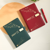 Agenda quotidien 2027 A5 en cuir PU, avec rabat enveloppe, boucle magnétique carrée, couverture rigide, agenda daté, journal, logo personnalisé