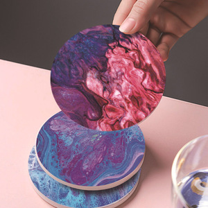 แผ่นรองแก้วเซรามิกรูปทรงกลมสีสันสดใส ดูดซับรังสียูวี ทนทาน เหมาะสำหรับกาแฟและของขวัญส่วนตัว - Product Image 2