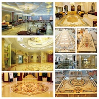Auf Maß zuges chnitten Wasserstrahl Marmor Medaillon Inlay Teppich fliese für Innen Lobby Korridor Eingang Marmor Muster Boden Design Fliese