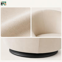 Fauteuil pivotant en velours crème avec base ronde noire pour salon, chambre, salle de séjour, hôtel, vente en gros directe d'usine