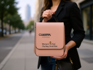 C.LILOTTIN Borsa a tre pieghe con clip da donna, taglia piccola, in microfibra, pelle sintetica - Product Image 2