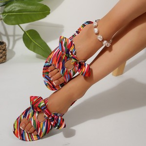 ashion Europe and the United States 2024 Summer New Flat Bottom Color <b>Round</b> Head-type Womens Plus Size Sandals - Product Image 4