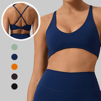 Soutien-gorge de sport pour femme à col en U, respirant, séchage rapide, bretelles réglables, dos croisé, pour fitness et activités sportives