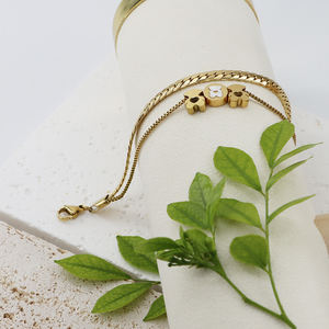 Nuevo DISEÑO DE ACERO INOXIDABLE Hip Hop Cuban Lock Key Multi Layer Gold OT Buckle Little Bear Bracelet para mujer - Product Image 5