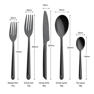 Ensemble de couverts de luxe en acier inoxydable noir et or rose, 4 à 5 pièces, lavable au lave-vaisselle, pour le thé, le dessert, les mariages, les restaurants, cuillère, couverts - Product Image 6