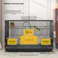 Cage à oiseaux pliable en métal à mailles anti-évasion pour perroquets, pigeons, perruches, émeraillons et tourtereaux - Taille moyenne