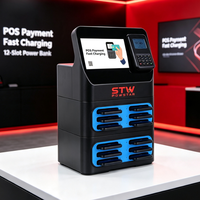 Station de partage de batteries externes 60W à charge rapide, distributeur automatique de batteries externes, station de partage de batteries externes à 12 emplacements, QR sans application