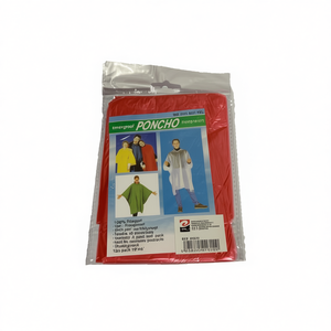 Poncho d'urgence Mnj rouge, taille unique, protection contre la pluie par tous les temps pour enfants et adultes, lot de 12 pièces - Product Image 2