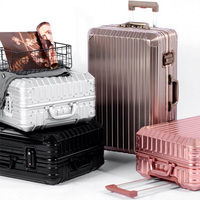 Valise à roulettes TSA en alliage d'aluminium-magnésium, roues multidirectionnelles, 24 pouces/20 pouces, bagage à main, unisexe, voyage d'affaires