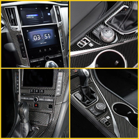 11 pièces Kit de décoration intérieure panneau de Console centrale couvercle en Fiber de carbone adapté pour Skyline nissan Infiniti Q50 V37 Q50S Q60 2014-2025