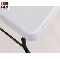 Table rectangulaire pliable de 6 pieds pour usage industriel, extérieur, parc, cour, hôtel, surface en polyéthylène, résine, super résistante