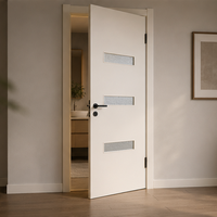 Porte en WPC haute durabilité avec verre décoratif intégré, résistante à l'humidité, sans gonflement, idéale pour la cuisine, la salle de bain, la buanderie et les espaces humides.