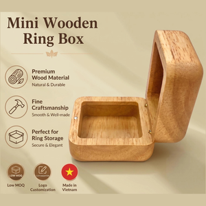 Caja de Joyería para Anillos de Madera, con Logotipo Grabado Personalizado, Estuche de Almacenamiento Portátil para Anillos de Boda, Diseño Elegante en Madera Natural - Product Image 2