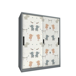 Armoire vestiaire double porte en métal moderne avec impression en relief, vente en gros |   Armoire de rangement en métal à portes coulissantes pour vêtements d'enfants - Product Image 1