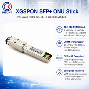 XGSPON <span class=keywords><strong>SFP</strong></span> + ONU Stick 8311 Web IP MAC SN Gérer 9.953G-TX/9.953G-RX Simplex SC/APC 1270nm/1577nm 20KM DOM Équipement à fibre optique - Product Image 3