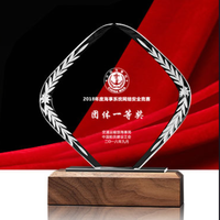Jackfish — récompense pour ménage original, avec base en bois, souvenirs, médaille étoile à cinq points, grade laser en cristal K9