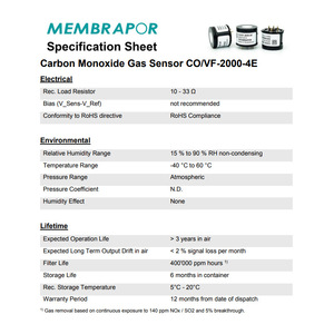 Sensor de Gas Monóxido de Carbono Membrapor CO/VF-2000-4E Electroquímico de 4 Electrodos para Monitoreo Industrial - Product Image 2