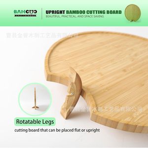 Planche à découper ronde en bambou 28x26.9x1.6cm avec support pour usage en cuisine - Product Image 3