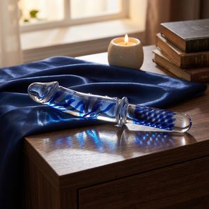 Huge Crystal Glass <strong>Dildos</strong> with Clear and Blue Color - Product Image 3