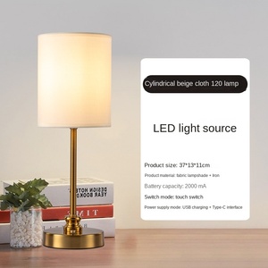 Luxury Cordless Rechargeable LED <strong>Table</strong> <strong>Lamp</strong> with Touch Dimming 3 Color Temperature CCT Metal Shade for Living Room Night Light