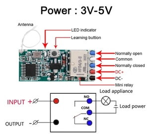 1 kênh không dây điều khiển từ xa chuyển tiếp 433Mhz 3V-5V thu nhỏ <span class=keywords><strong>RF</strong></span> Receiver mô-đun nhỏ <span class=keywords><strong>Led</strong></span> chuyển đổi ánh sáng KR1201MINI2-4 - Product Image 5
