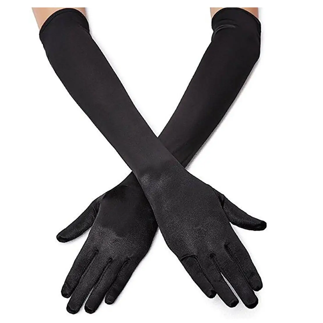 Hoge Kwaliteit Halloween Lange Opera Party Handschoenen Vrouwen 1920S Satijn Handschoenen Kostuums Elleboog Lengte 22 Inch Bruidsjurk Accessoires