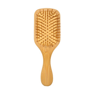 Peine de masaje para el cabello de bambú con diseño de cojín oblongo para peinado femenino - Product Image 5
