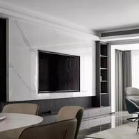 Panneau mural solide en fibre de bambou effet marbre brillant, plaques PVC imitation roche carbonée, imperméables, pour décoration intérieure chambre et salon