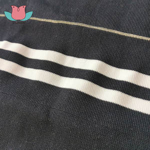Costilla de punto de la raya blanca de la marina francesa de la fuente del fabricante K003 para el puño del cuello - Product Image 4