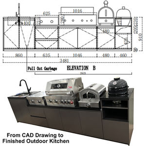 Conjunto de Cozinha Externa Italiana Moderna de Luxo com Forno de Pizza, Churrasqueira, Geladeira, Armários, Puxadores e Bancada de Mármore para Cozinhas Externas - Product Image 4