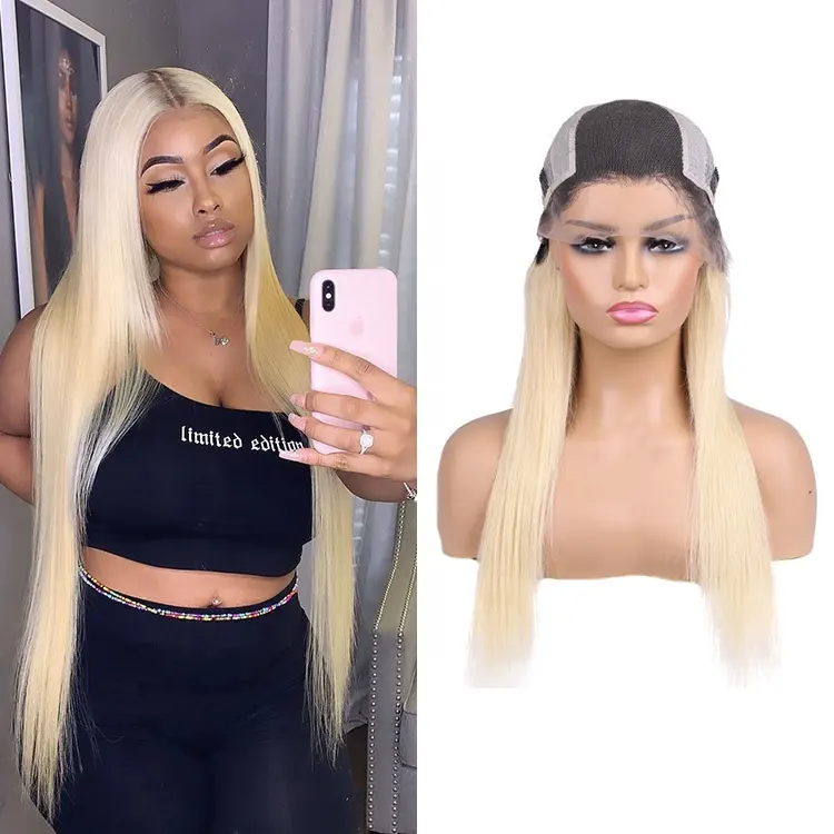 20" 1b613 Blonde Full Frontal Lace Wig Human Hair With Baby Hair 13*4 180% Density Hot Beauty Lace Frontal Wholesale Cheap Wig