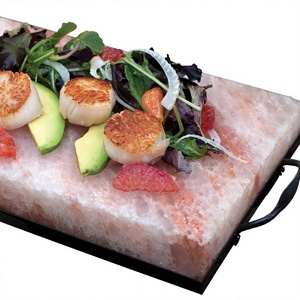 Hot sale Salt Block Crystal Rock Salt Slabs Natural Crafts <b>Pink</b> Tiles Himalayan Salt Cooking Slab With Metal Holder 30*20*5cm - Product Image 1