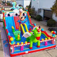 Grand toboggan aquatique gonflable commercial en PVC, 16x8x7M, capacité 2400kg, château gonflable écologique pour enfants dans la cour