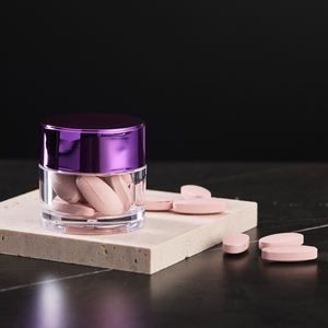 Bocaux cylindriques transparents en acrylique de 30/50/100 ml avec couvercles dorés ou violets, contenants scellés pour l'emballage de vitamines, d'huile de <span class=keywords><strong>poisson</strong></span> et de compléments alimentaires - Product Image 5