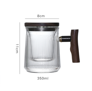 Japanese-Style Eco-Friendly Heat-Resistant <b>Glass</b> Tea <b>Cup</b> with Wooden Lid Water Separation Office Filter Stocked - Product Image 6