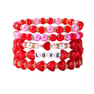 5pcs/set Hot Selling Valentine's Day <b>Bracelet</b> Women Fashion Handmade Colorful Beaded Charm <b>Bracelet</b> Holiday Gifts - Product Image 1
