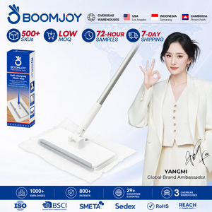 BOOMJOY Serpillère jetable non tissée à manche extensible avec système de serrage automatique, déverrouillage à un bouton, grande capacité, usage humide/sec, pour sols durs - Product Image 1