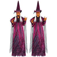 Décoration d'Halloween Sorcière Violette Activée par la Voix, Bave Ouverte, Lumineuse et Crissant, pour Salle d'Évasion Hantée, Fête, Vente en Gros, Personnalisable