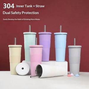24oz 710ml High Quality BPA FREE Cross-Border 850ml Insulated Stainless Steel Thermal Insulation Tumbler Mug <b>Cup</b> with Straw - Product Image 2