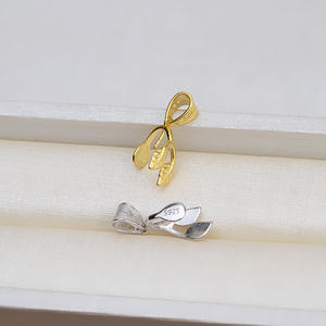 Collar Exótico Hecho a Mano para Mujer, Plata 925, Colgante de Perla Barroca, Diseño en Forma de Hoja, 1398, Accesorio para Soporte de Perla Vacío - Product Image 4