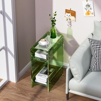Table d'appoint moderne en acrylique transparent, table de chevet étroite pour chambre à coucher, petite table d'appoint mince