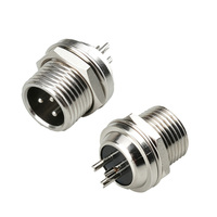 Connecteur d'alimentation circulaire GX12 à 2-7 broches, mâle, fileté, à montage fixe sur panneau, type broche, pour aviation