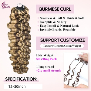 Extensiones de Cabello Humano Virgen con Nudos Milagrosos FH, Cabello Humano Virgen Pre-Enlazado para Trenzas de Ganchillo, Color P4/27, Rizado Birmano - Product Image 4