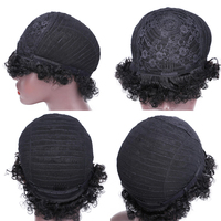 Perruque Courte Bouclée en Cheveux Humains Vierges HD Lace à Prix Abordable, avec Nœuds Blanchis, Faite à la Machine pour Femmes Noires