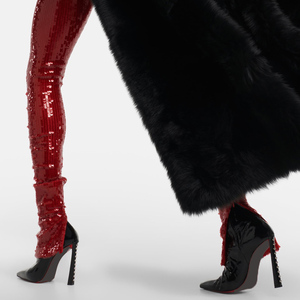 Bottines sexy pour femmes à rivets métalliques, en cuir verni brillant, à bout pointu, talons hauts, avec fermeture éclair latérale - Product Image 6