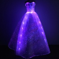 Robe de soirée lumineuse en fibre optique pour femme, tenue de mariage, luisante dans l'obscurité