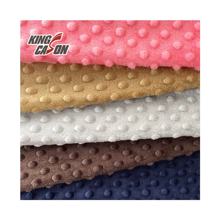 KINGCASON Neuheiten Beliebte Pink Blau Grau Braun Khaki Double Faced Super Soft Minky Dot Stoff für Baby decken