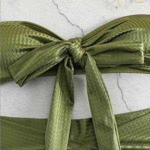 Maillot de bain triangle micro bikini taille haute personnalisé OEM, motif rayé imprimé de luxe, lettres, push-up, pour femme, grandes tailles - Product Image 4